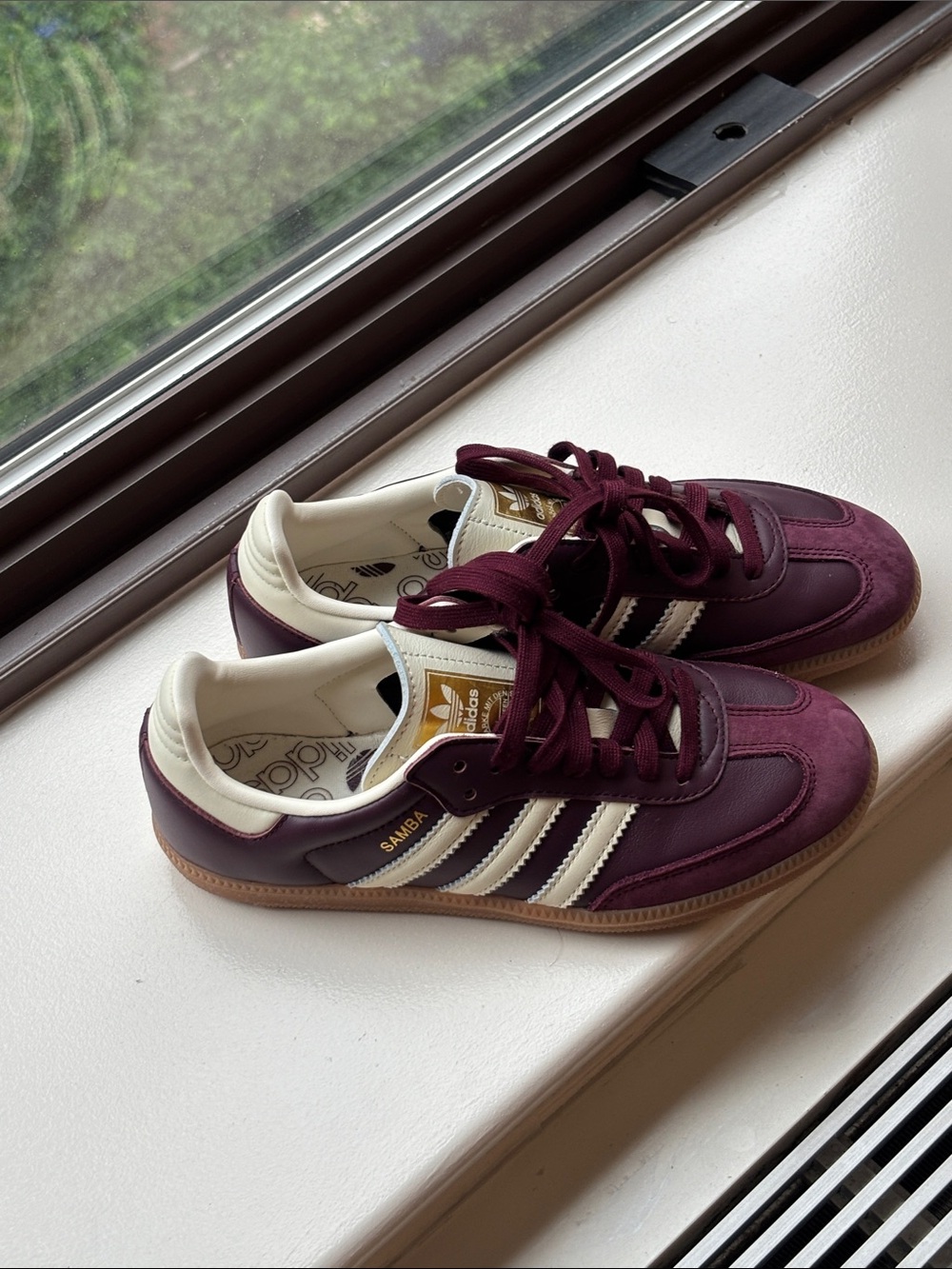 adidas Maroon and White Retro Sneakers with Gum Sole - Picture 8 of 8